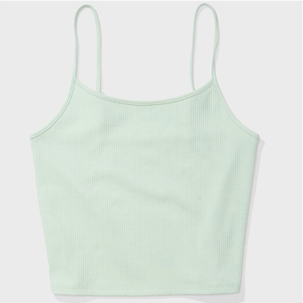 AE Ribbed Cropped Cami in Mint Green